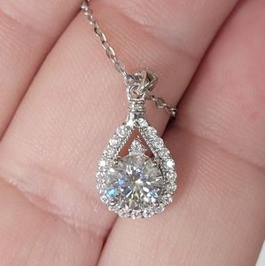 Sale 1ct GENUINE MOISSANITE DIAMOND CENTER STONE 18KGP Sterling silver Necklace